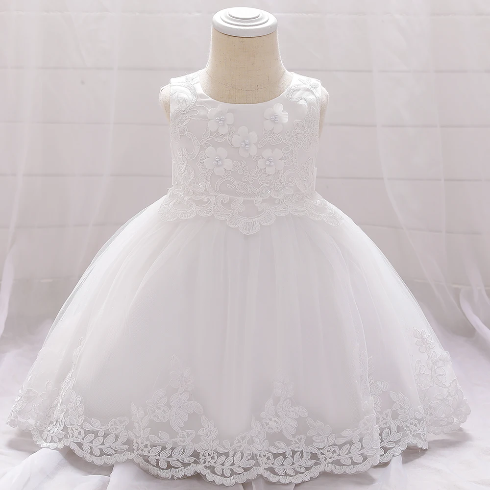 Summer Baptism Party Baby Girls Dress Elegant Flower 1st Birthday Wedding Princess Dress Girl First Communion Bridesmaid Vestido