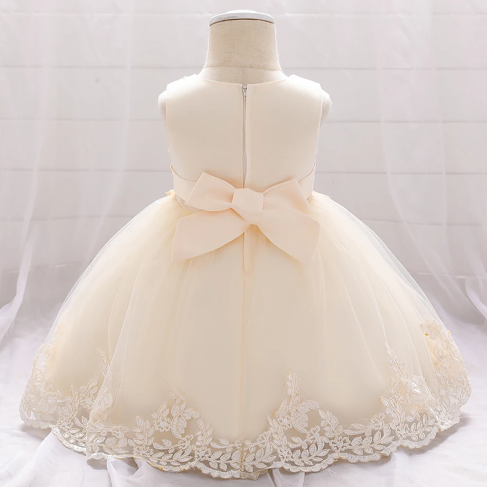 Summer Baptism Party Baby Girls Dress Elegant Flower 1st Birthday Wedding Princess Dress Girl First Communion Bridesmaid Vestido