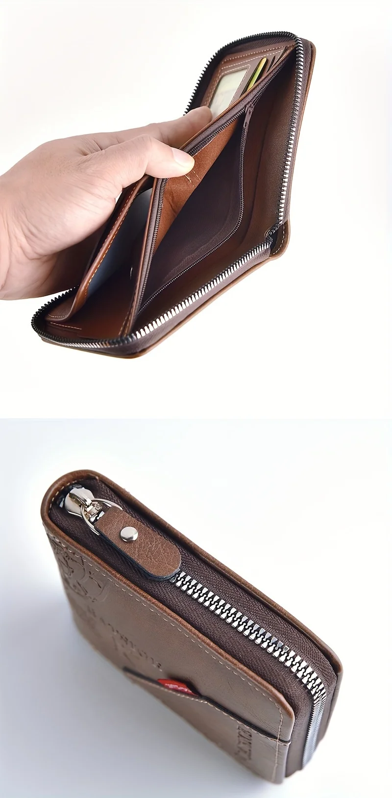 Men's PU Wax Oil Skin Wallet Short Male Card Holder Zipper Around Coin Purse Money Wallet