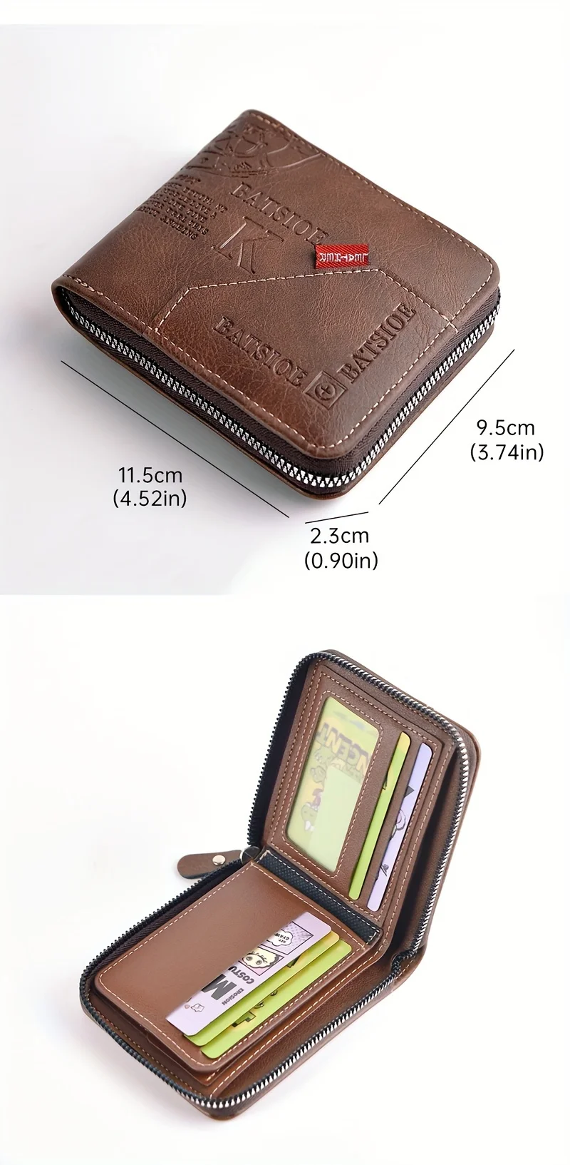 Men's PU Wax Oil Skin Wallet Short Male Card Holder Zipper Around Coin Purse Money Wallet