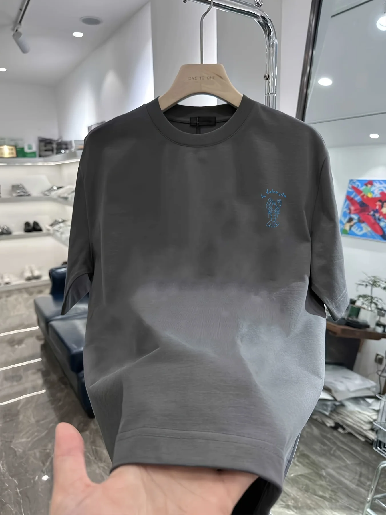 Amalfi Coast Men's T-shirt Lobster Graphic Casual Cotton Short Sleeve Tops Summer Streetwear
