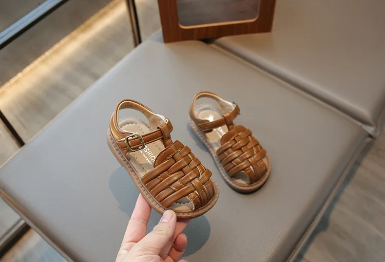 Kids Sandals 2026 Summer Sandals for Boy Fashion Children Cut-Outs Beach Shoes Braided Style Causal Walking Flat Sandals