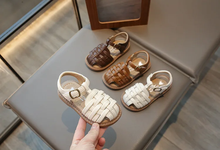Kids Sandals 2026 Summer Sandals for Boy Fashion Children Cut-Outs Beach Shoes Braided Style Causal Walking Flat Sandals