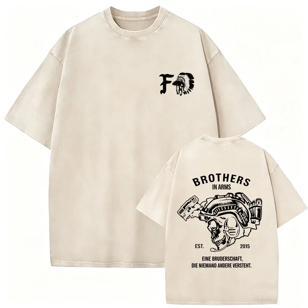 Washed Vintage Brothers in Arms ST Michael Protect Us T-shirt Forward Observations Group T-shirts Men Retro Oversized T Shirts