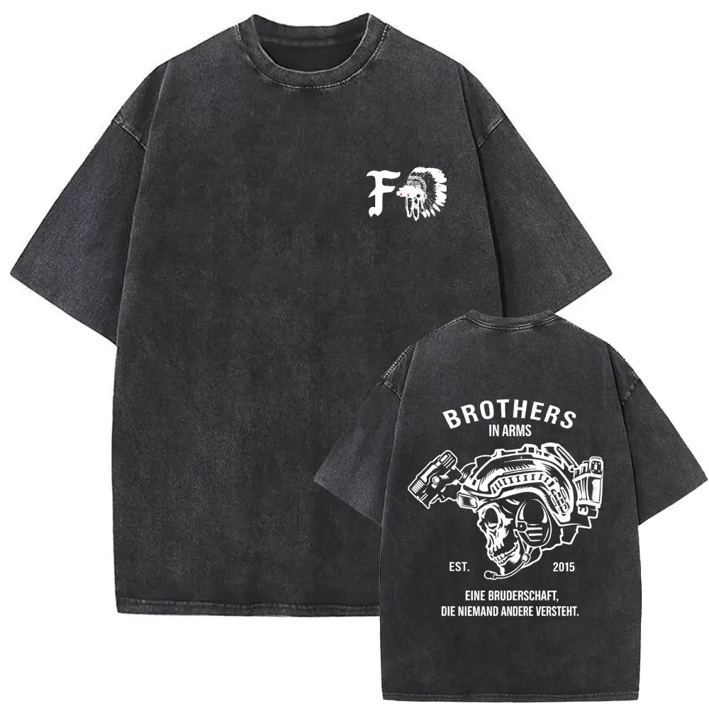 Washed Vintage Brothers in Arms ST Michael Protect Us T-shirt Forward Observations Group T-shirts Men Retro Oversized T Shirts