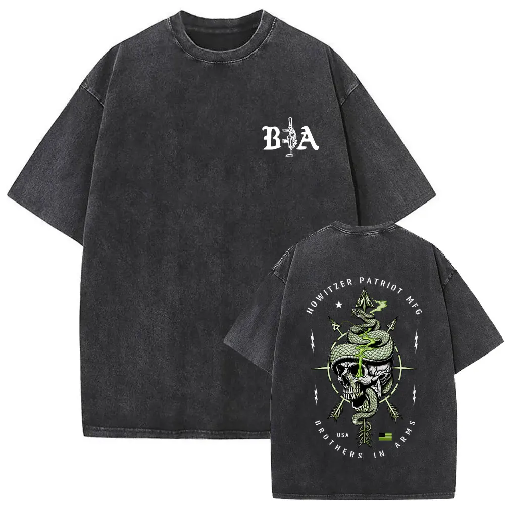 Washed Vintage Brothers in Arms ST Michael Protect Us T-shirt Forward Observations Group T-shirts Men Retro Oversized T Shirts