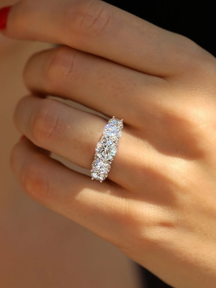 Real 1CT Round Certified Moissanite Diamond Engagement Ring for Women Wedding Elegant Fashion Original Luxury Jewelry