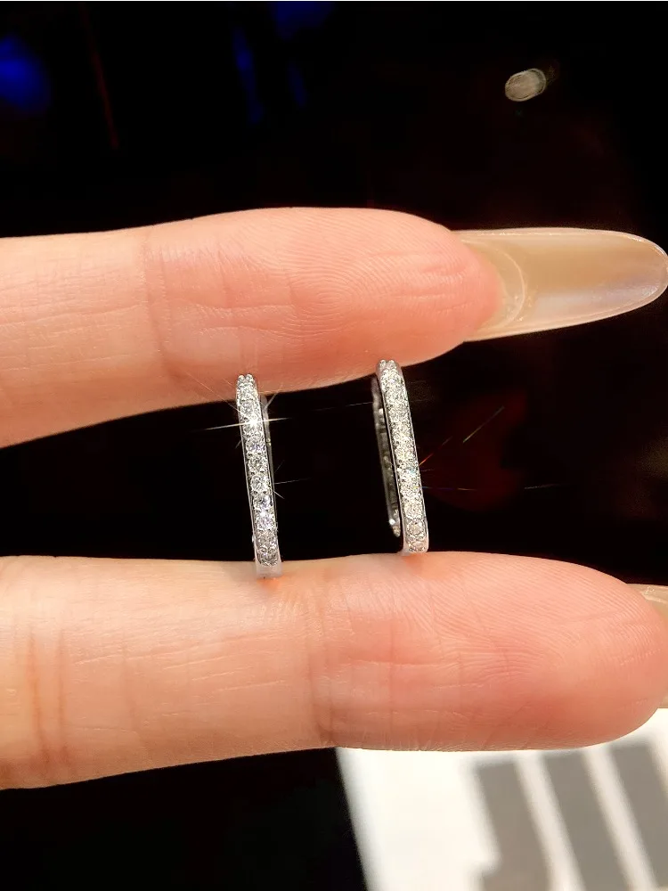 Real Moissanite Diamond Hoop Earrings For Women Anniversary Party Fashion Luxry High Quality Fashion Jewelry