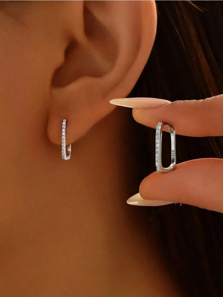 Real Moissanite Diamond Hoop Earrings For Women Anniversary Party Fashion Luxry High Quality Fashion Jewelry