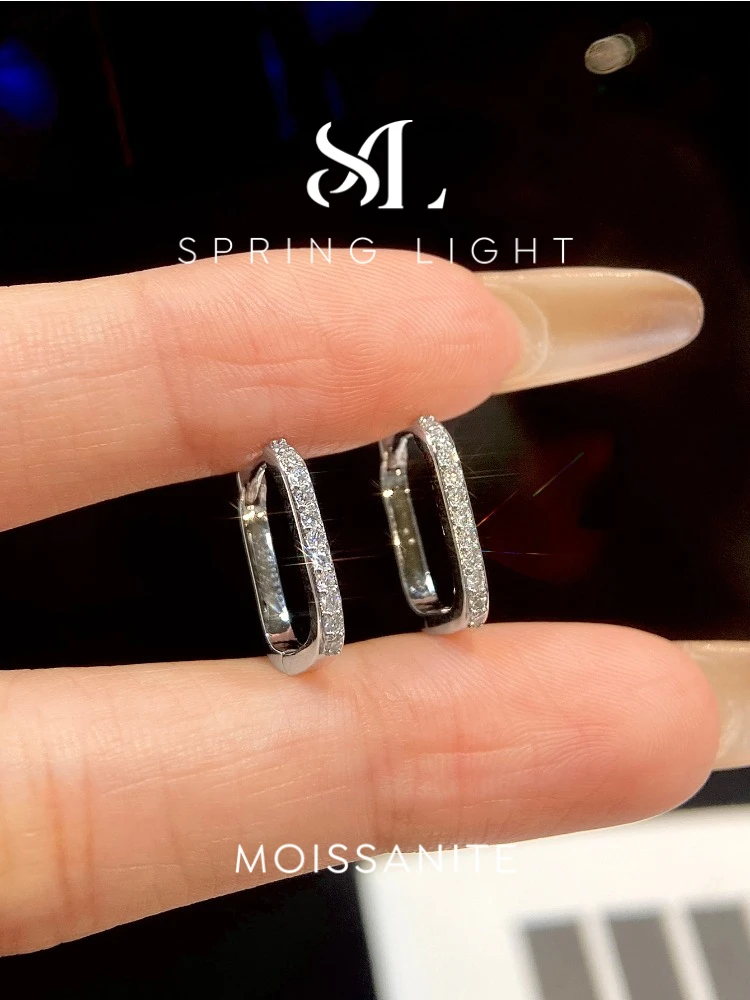 Real Moissanite Diamond Hoop Earrings For Women Anniversary Party Fashion Luxry High Quality Fashion Jewelry