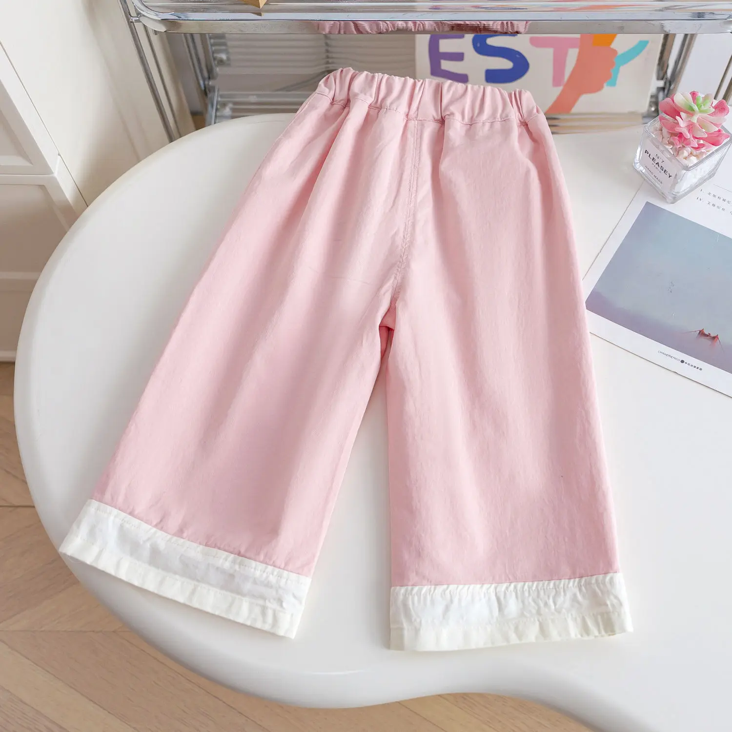 2026 New Spring Korean Style Girls Embroidered Straight Leg Pants Casual Daily Wear Long Trousers For Little Kids