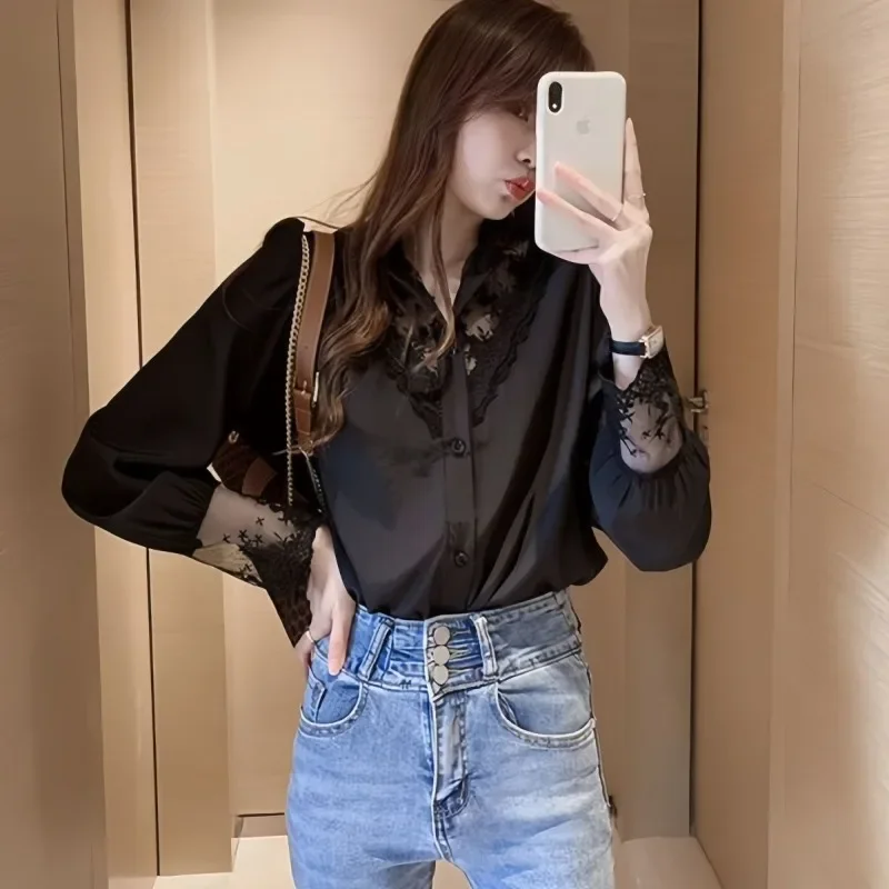 Long Sleeve Casual Shirt Women Shirts Spring Summer Fashion Female Solid Chiffon Blouse Tops Office Lady White Shirts