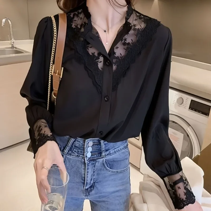 Long Sleeve Casual Shirt Women Shirts Spring Summer Fashion Female Solid Chiffon Blouse Tops Office Lady White Shirts