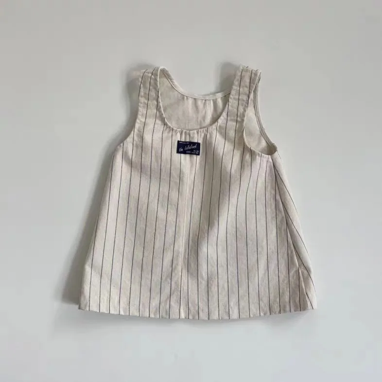 Q2825 Girls Summer Heart Print Bib Overalls Korean Style Dress Fashionable Clothing for Kids