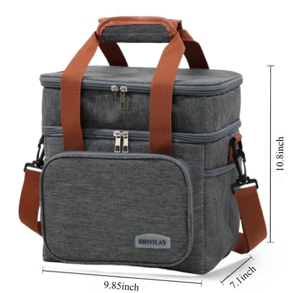 Insulated Lunch Box for Men & Women Collapsible Leakproof Double Cooler Bag Large Capacity Travel Camping Lunch Bags for Work