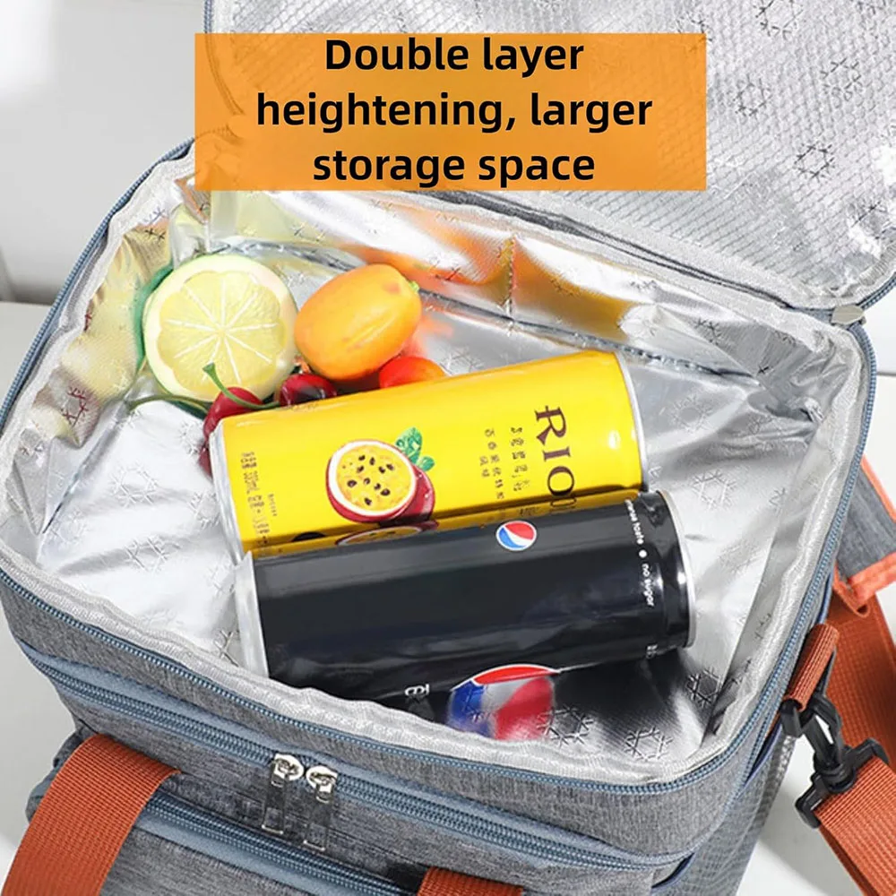 Insulated Lunch Box for Men & Women Collapsible Leakproof Double Cooler Bag Large Capacity Travel Camping Lunch Bags for Work