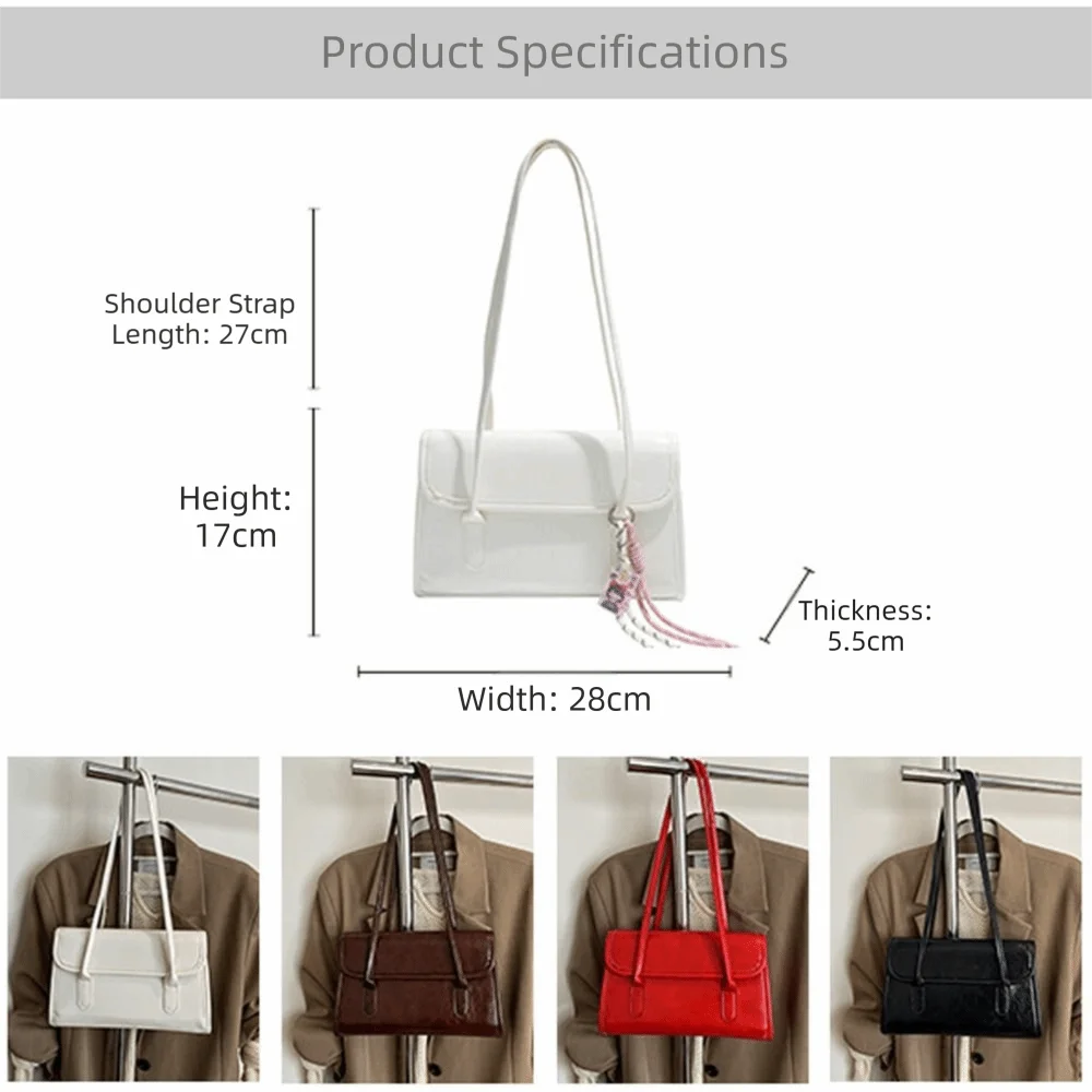 Soft PU Leather Women Shoulder Bag Large Capacity Square Shape Retro Handbag Lightweight Underarm Bag Women Female