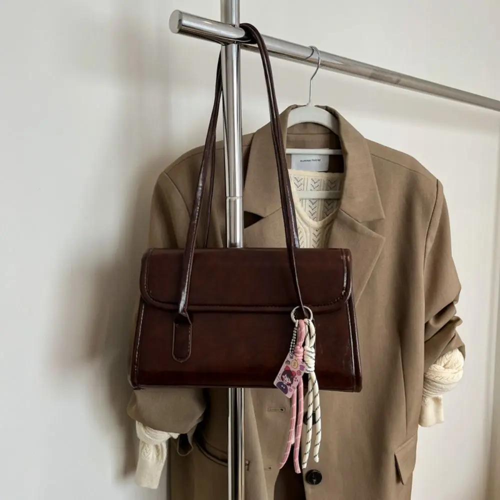 Soft PU Leather Women Shoulder Bag Large Capacity Square Shape Retro Handbag Lightweight Underarm Bag Women Female