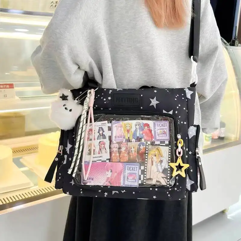 New Y2K Cute Star Comic Ita Bag Women's Fashion Shoulder Bags Lolita Girl Transparent Tote Bag DIY Display Crossbody Bag Handbag
