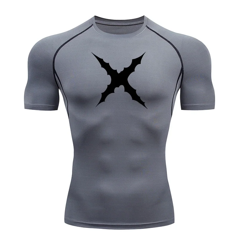 Bandai One Piece Luffy Scar Print Compression T-shirt Men Anime Fitness Gym Quick Dry Sportswear Breathable Streetwear Top