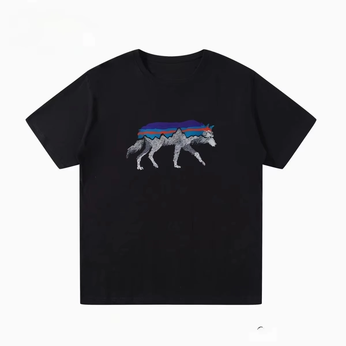 Pat Outdoor Men's and Women's Summer Wolf Print Pure Cotton Short-sleeved T-shirts Are Simple and Fashionable