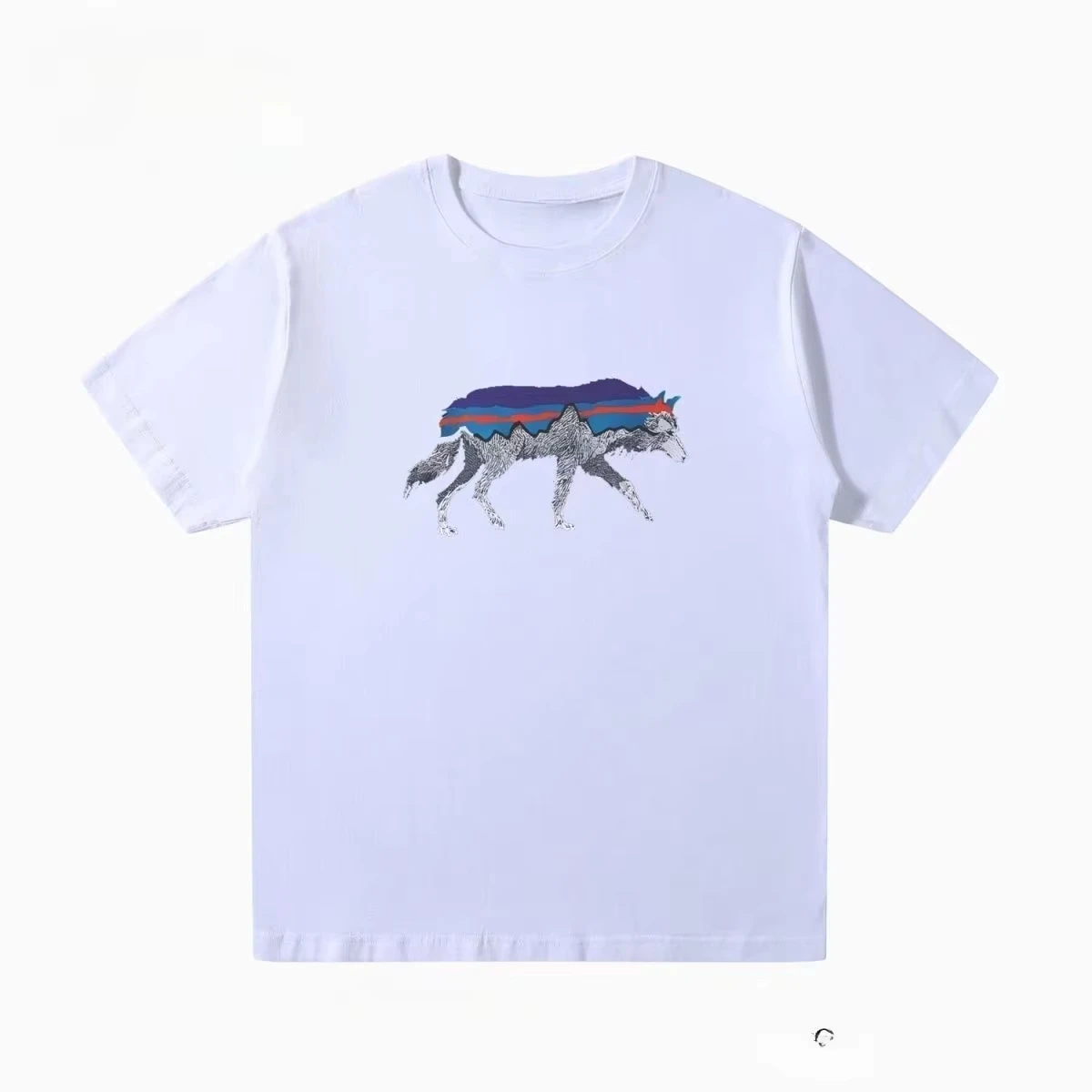 Pat Outdoor Men's and Women's Summer Wolf Print Pure Cotton Short-sleeved T-shirts Are Simple and Fashionable