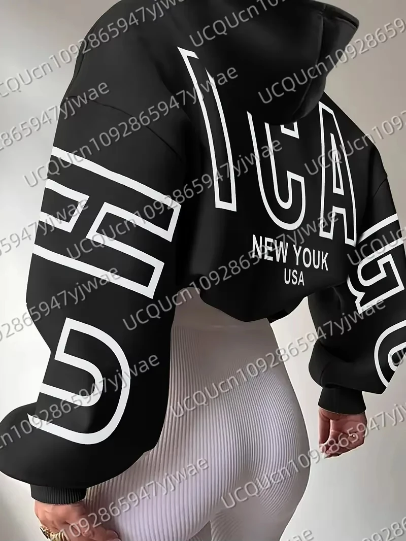 Autumn and Winter Women's Sweatshirt New York USA Graphic Hooded Hoodies Unisex Pullovers Hip Hop Men Hoodie Tops