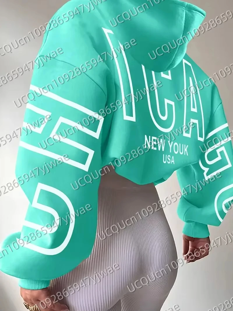Autumn and Winter Women's Sweatshirt New York USA Graphic Hooded Hoodies Unisex Pullovers Hip Hop Men Hoodie Tops