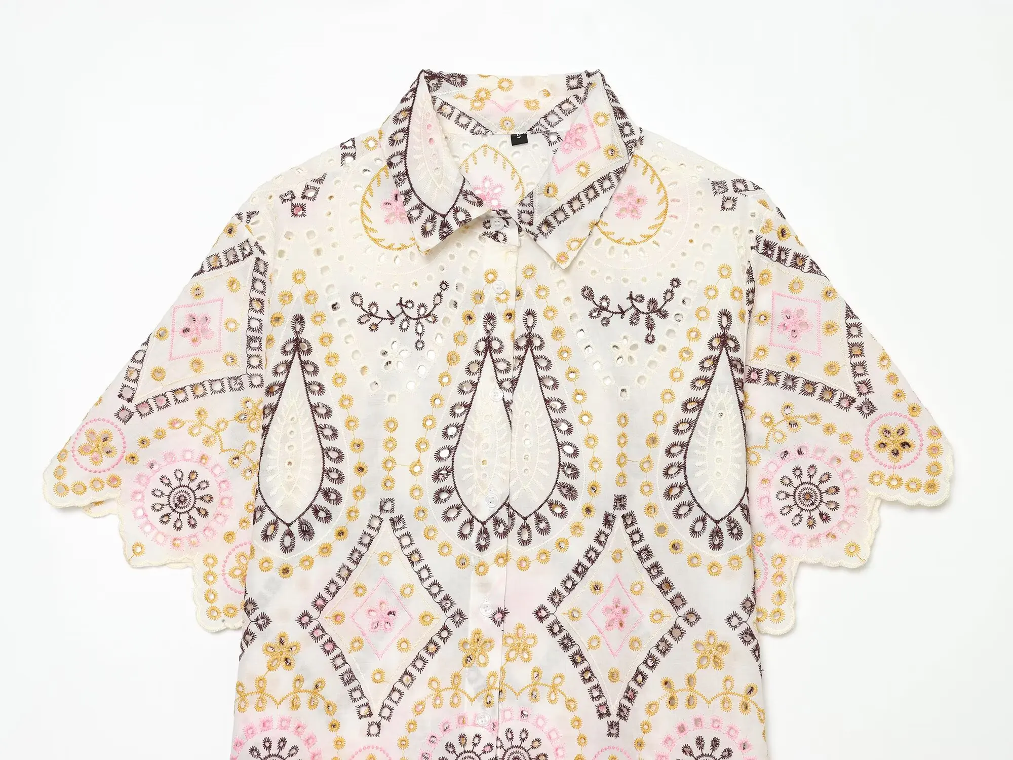KLKXMYT Women's Fashion Hollow Out Embroidery Shirt Summer Short Sleeve Casual Daily Commute Wear Elegant Blouse Top