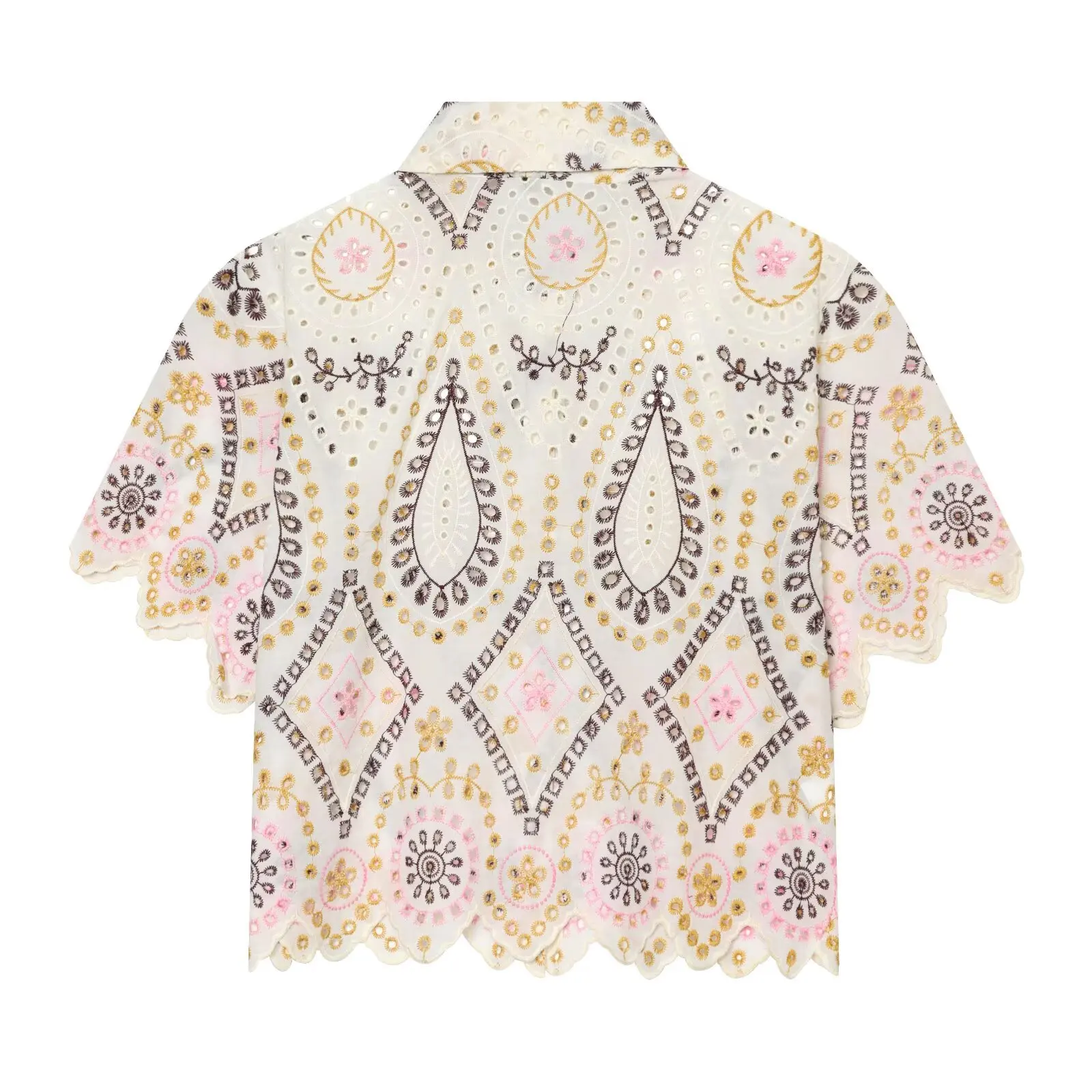 KLKXMYT Women's Fashion Hollow Out Embroidery Shirt Summer Short Sleeve Casual Daily Commute Wear Elegant Blouse Top