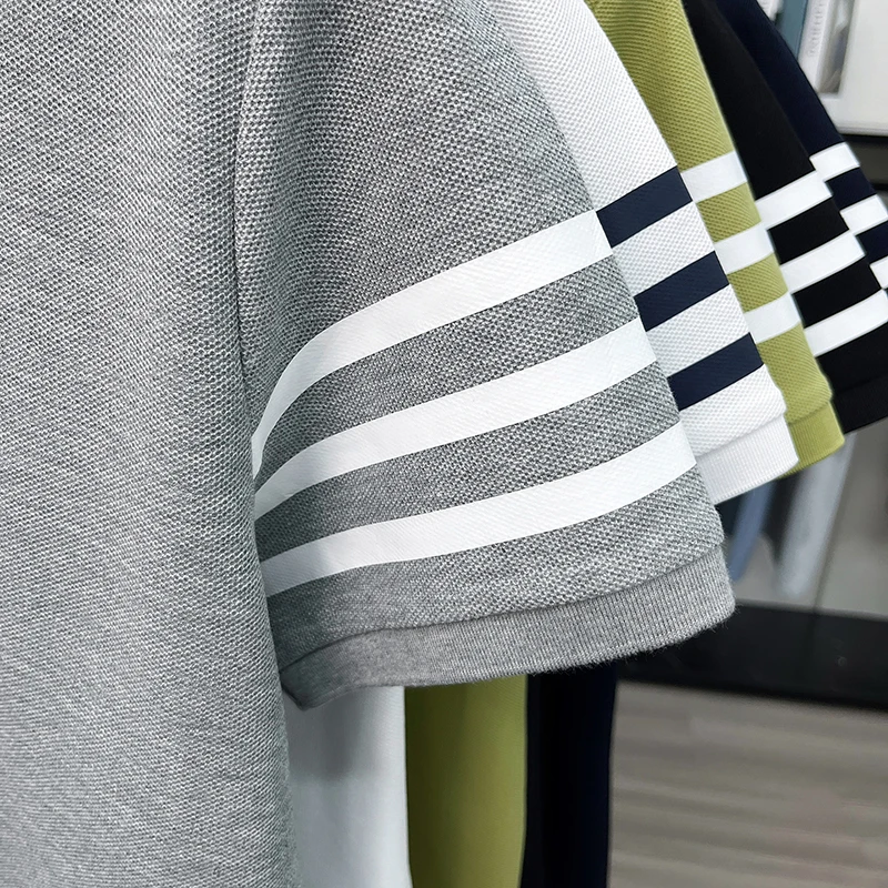 High end 100% cotton short sleeve polo shirt men luxury brand cute dog design Korean casual summer golf fashion striped T-shirt
