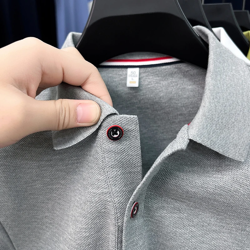 High end 100% cotton short sleeve polo shirt men luxury brand cute dog design Korean casual summer golf fashion striped T-shirt