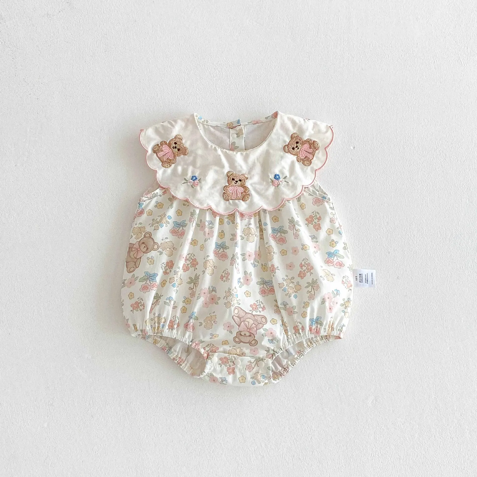 Summer Newborn Baby Girl Romper - Korean Style Cute Bear Bodysuit, Thin Pure Cotton Onesie