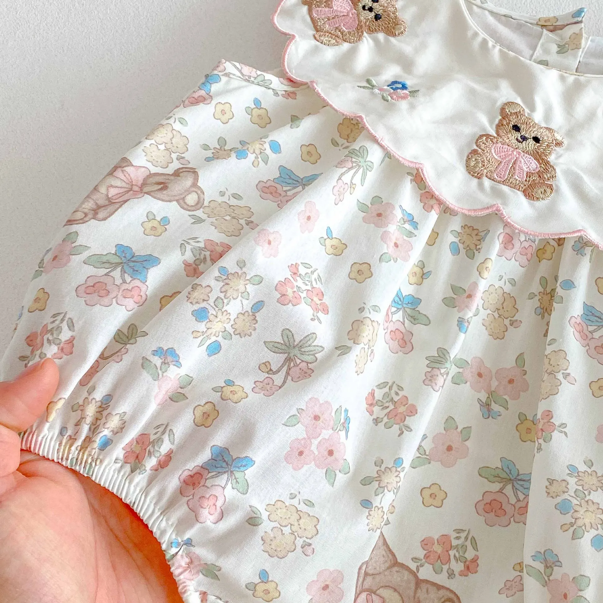 Summer Newborn Baby Girl Romper - Korean Style Cute Bear Bodysuit, Thin Pure Cotton Onesie