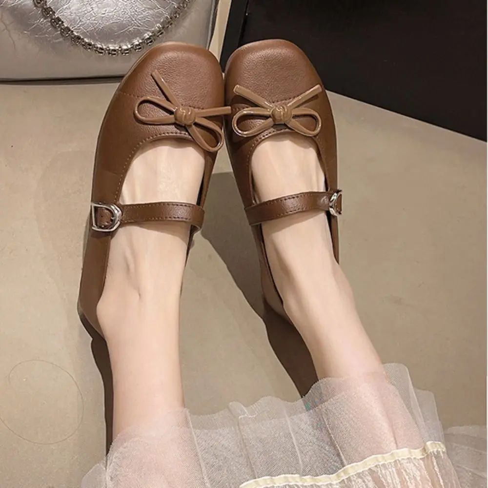Sweet Women's Pearl Bow Tie Sandals Versatile Comfortable Low Heel Toe-covering Slippers Non-slip Soft Flat Summer Dresses Flats