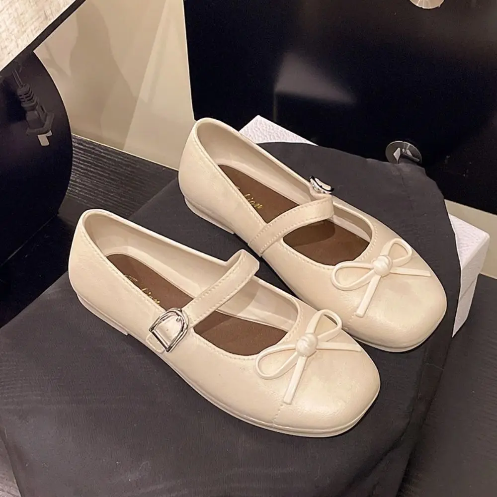 Sweet Women's Pearl Bow Tie Sandals Versatile Comfortable Low Heel Toe-covering Slippers Non-slip Soft Flat Summer Dresses Flats