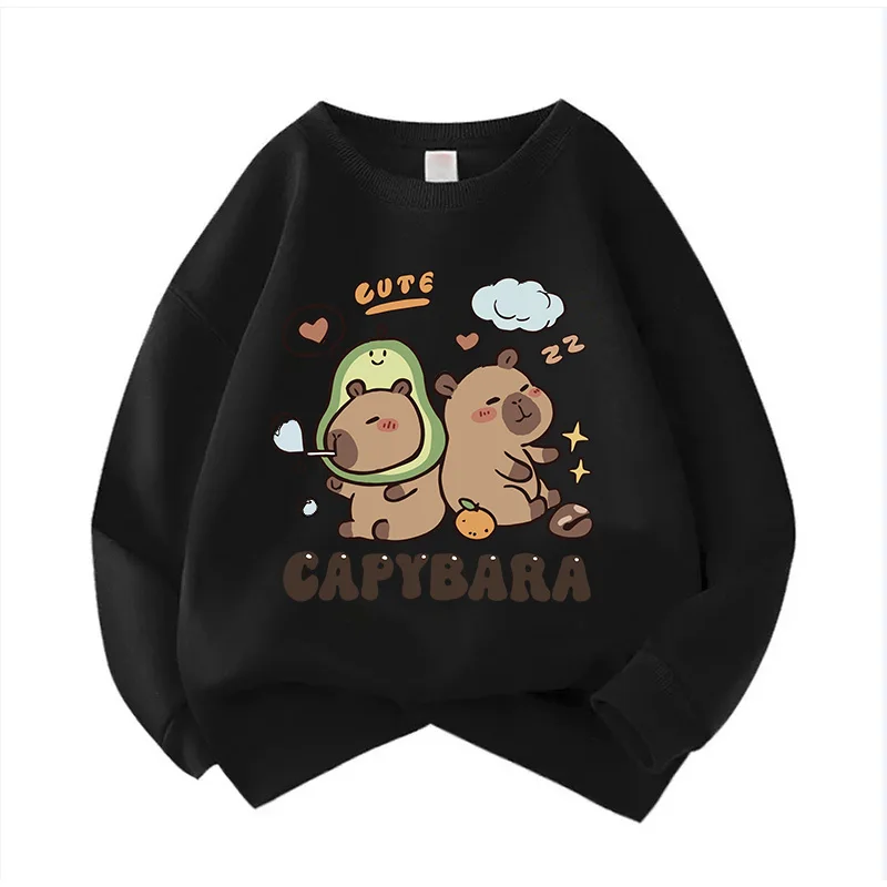 90s Y2k Unisex Crew Neck Kid Hoodie Capybara Hoodies Manga Kids Children's Sweatshirt Cute Capibara Hoody for Boys Girls