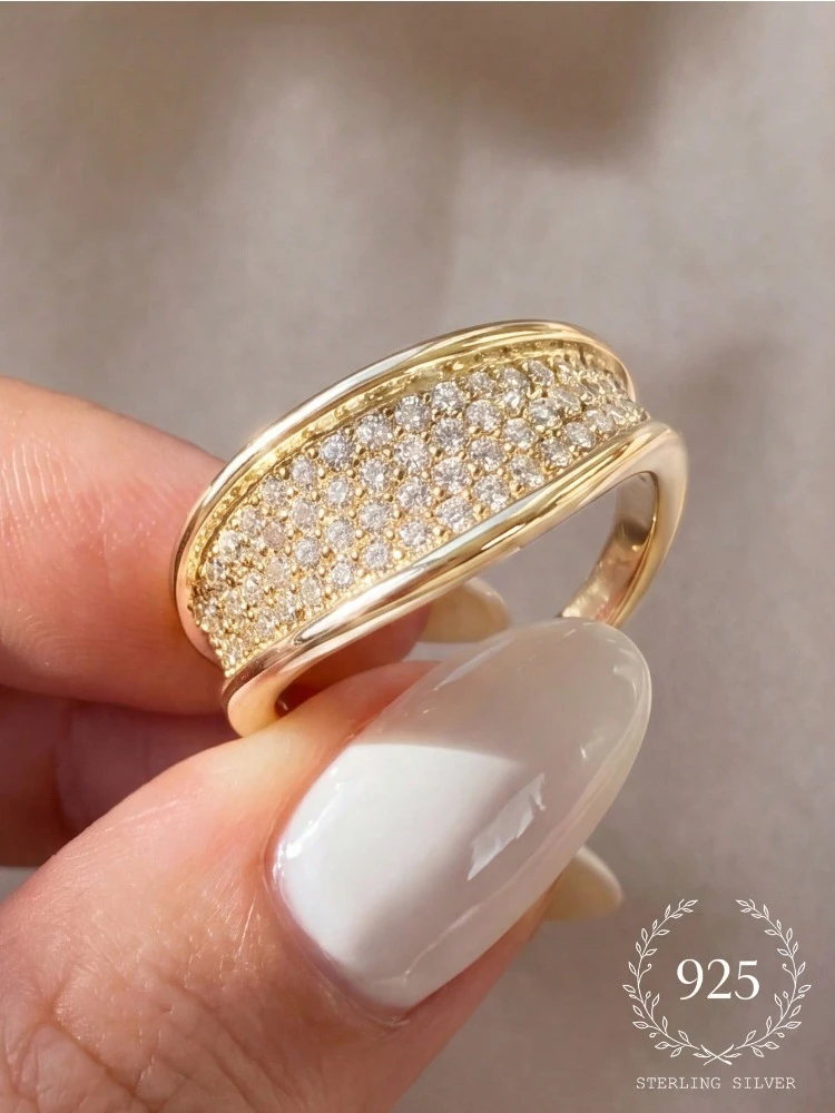 925 Sterling Silver Vintage Designed Round Zircon Ring For Women Anniversary Party Fashion Luxury High Quality Fine Jewelry