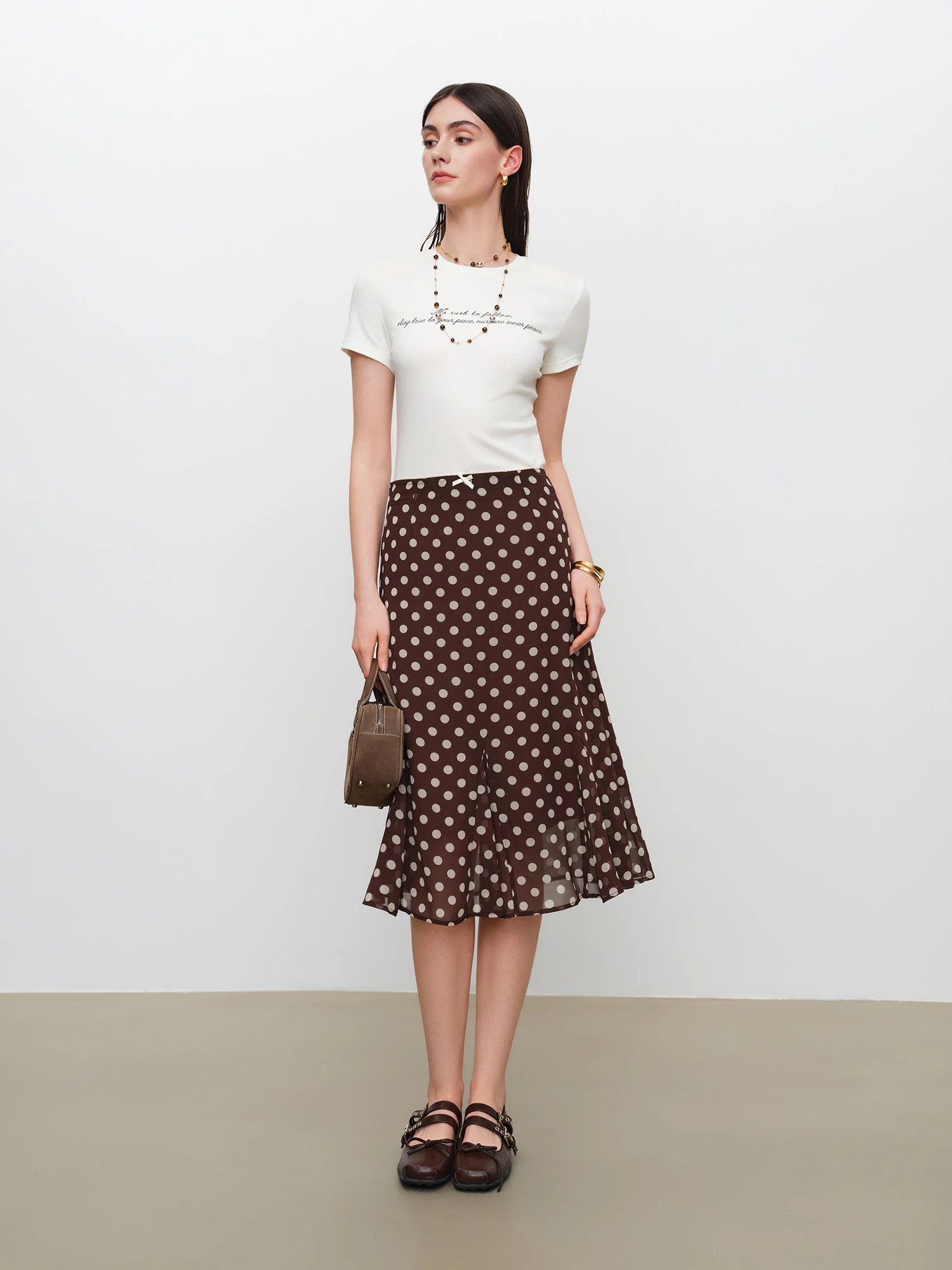 ZIQIAO 2026 New Summer Women's A-Line Flared Chiffon Midi Chic Skirt, Flowy Mermaid Hem Streetwear Top for Y2K Coquette Style