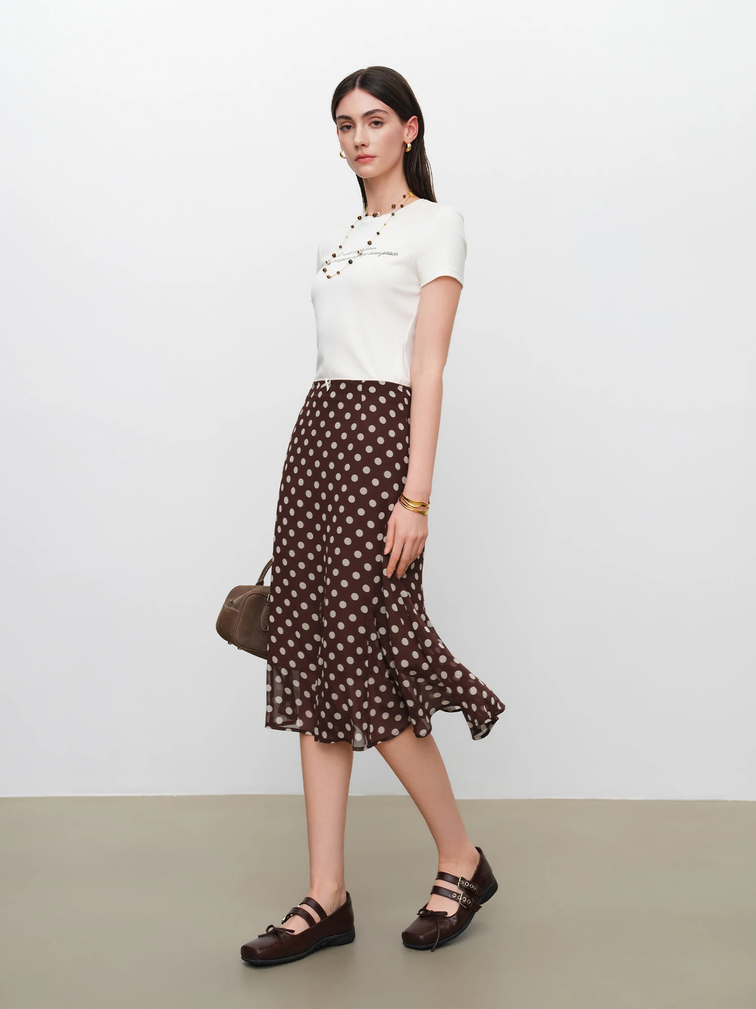 ZIQIAO 2026 New Summer Women's A-Line Flared Chiffon Midi Chic Skirt, Flowy Mermaid Hem Streetwear Top for Y2K Coquette Style