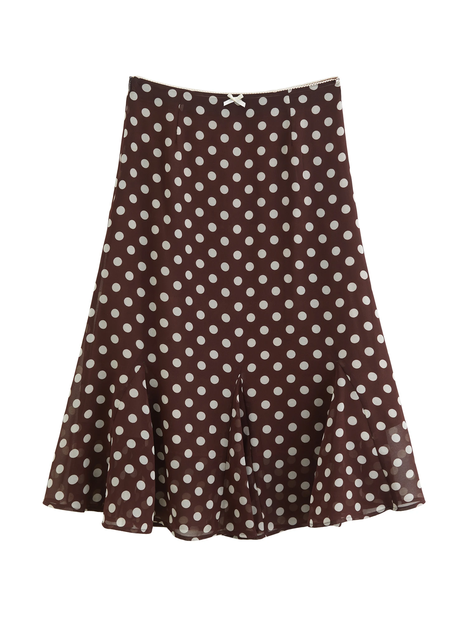 ZIQIAO 2026 New Summer Women's A-Line Flared Chiffon Midi Chic Skirt, Flowy Mermaid Hem Streetwear Top for Y2K Coquette Style