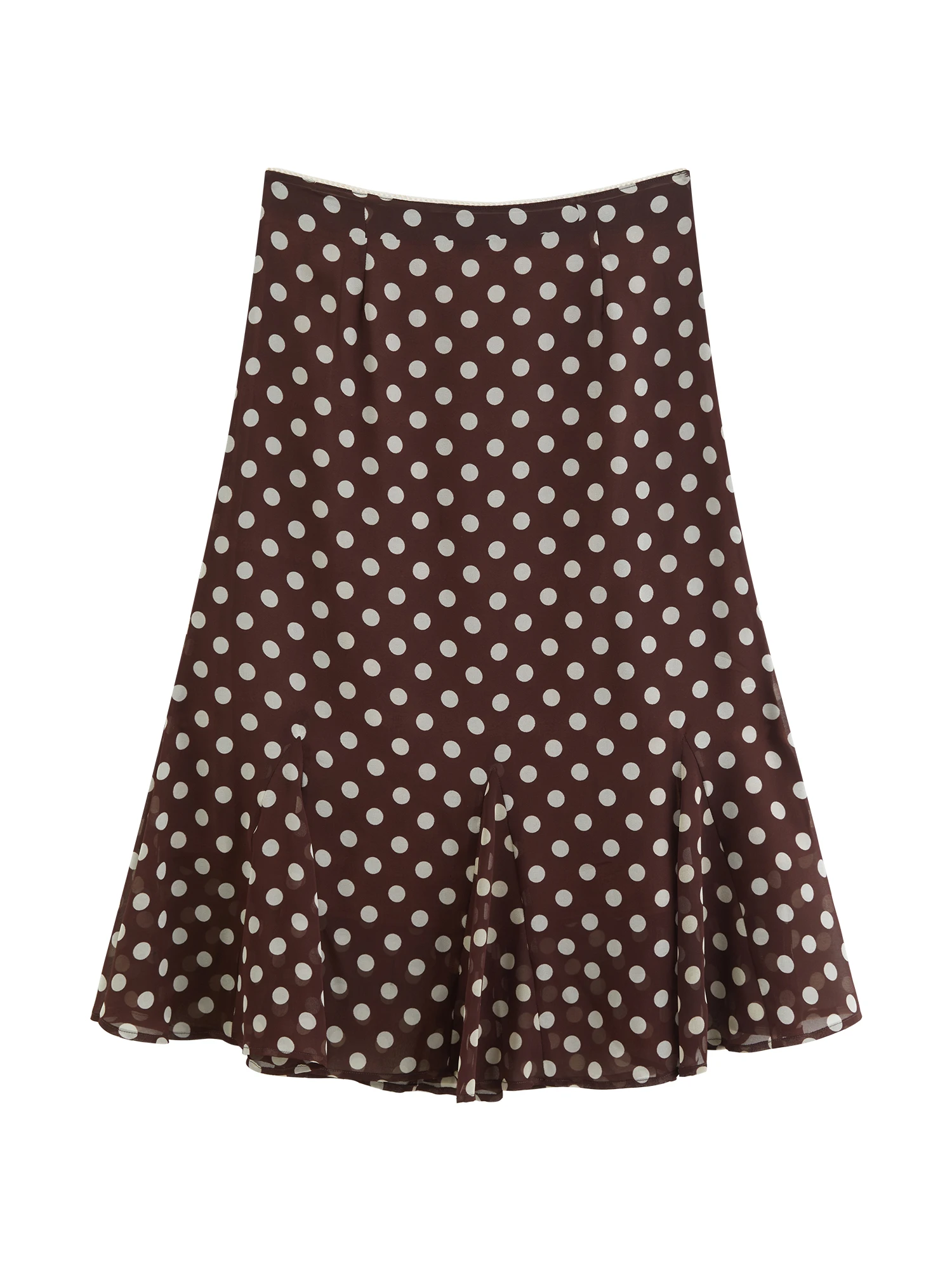 ZIQIAO 2026 New Summer Women's A-Line Flared Chiffon Midi Chic Skirt, Flowy Mermaid Hem Streetwear Top for Y2K Coquette Style