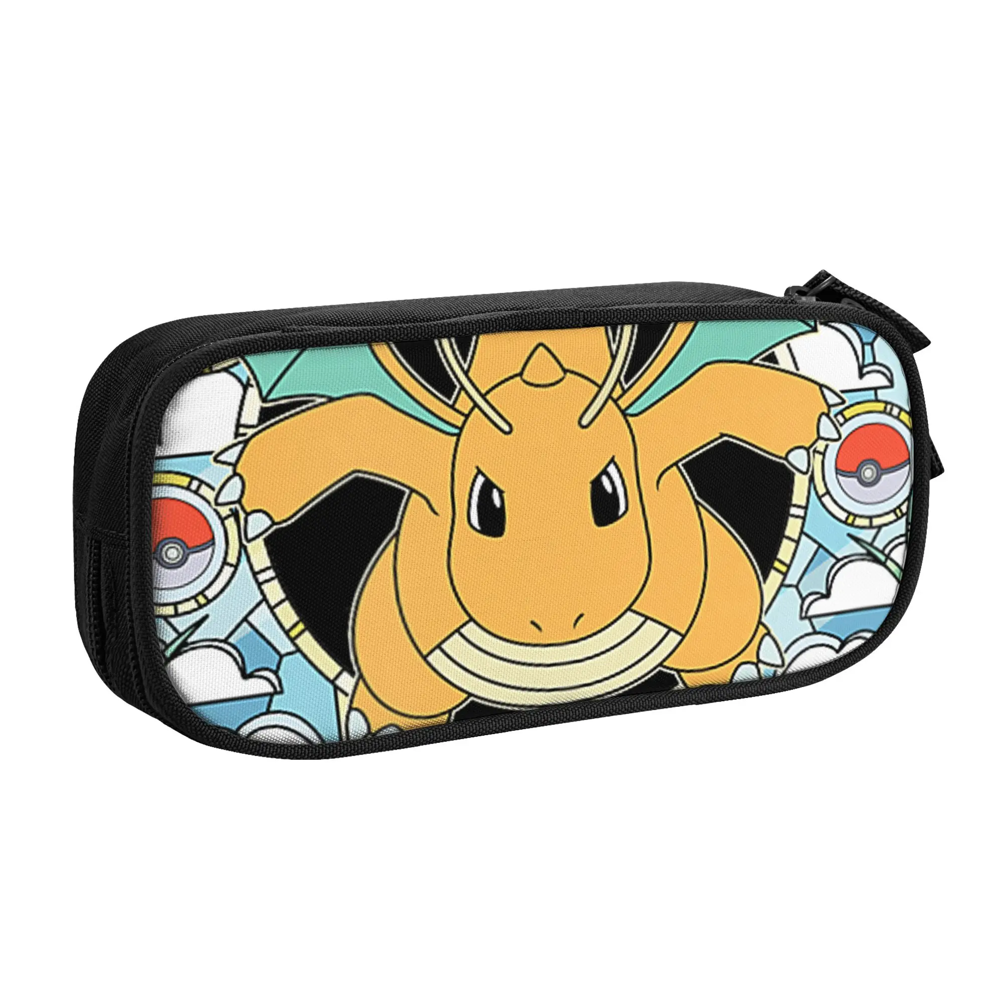 Large Capacity Bags for Child Cartoon Pokemon Dragonite Stained Glass Dragon Type Generation 1 School Pencil Bag