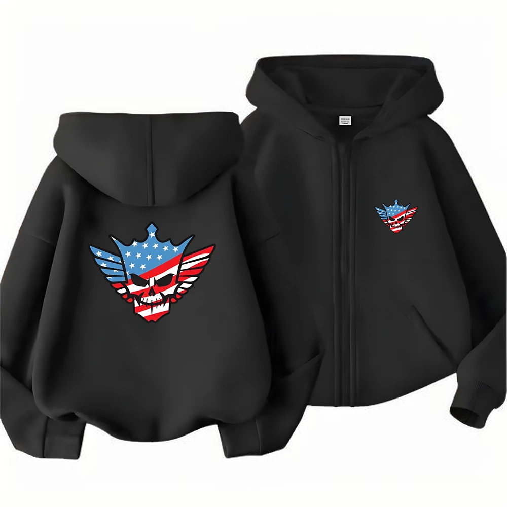 Children Hoodie Zip Up Cardigan Kid 3-12 Year Tops Cody Rhodes Wrestling Match Print Pattern Girl Pink Boy Black Coat Hoodies