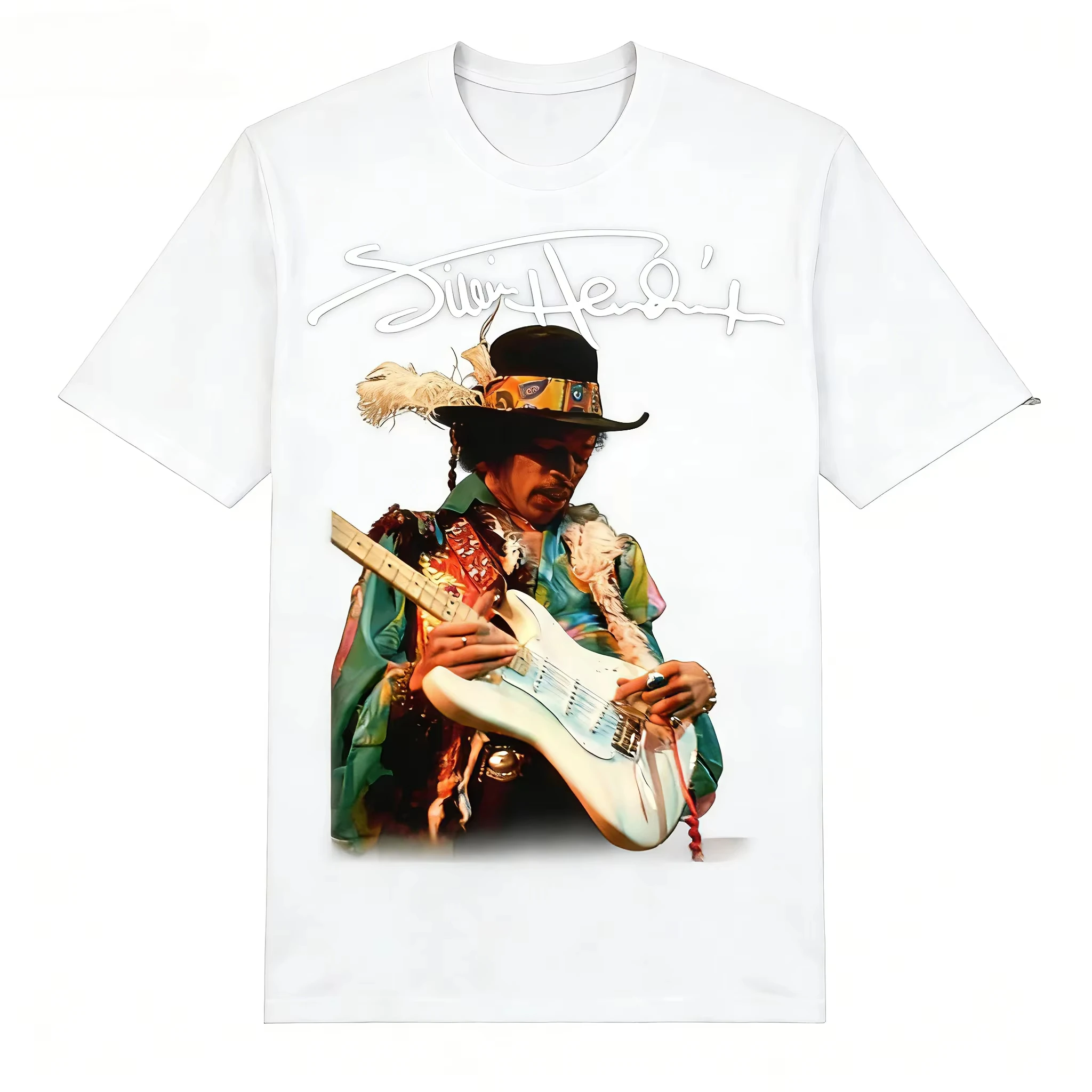 2026 Spring/Summer Jimmy Hendrix Singer Cotton Fan Gift Black Neutral Print Men's and Women's Universal Casual T-Shirt