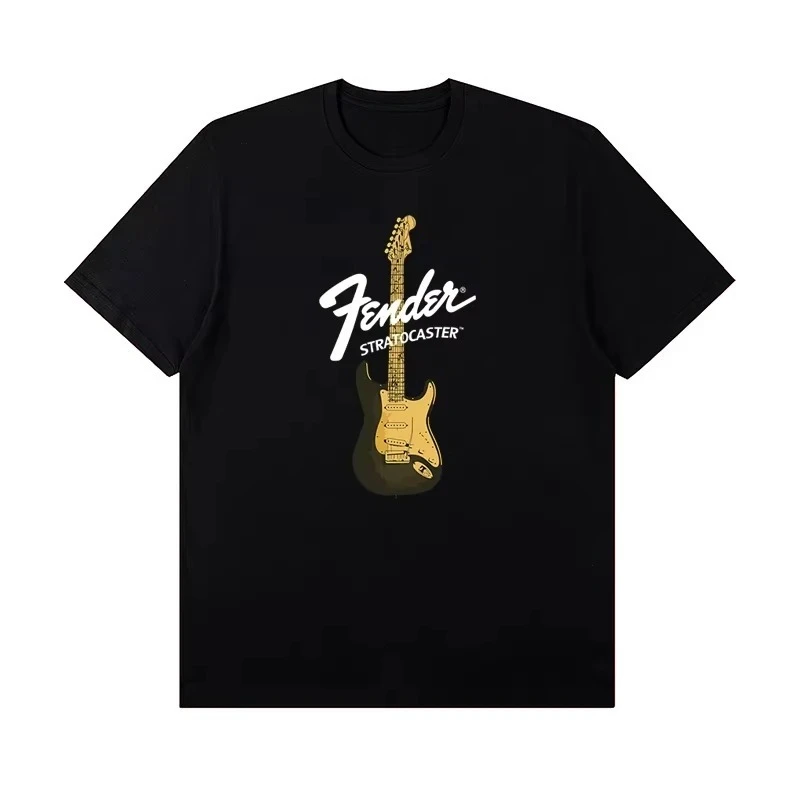 Fender EST 1946 Vintage Logo T-shirt Men Women Casual Cotton Short Sleeve Tee Rock Music Guitar Fans Unisex Tops