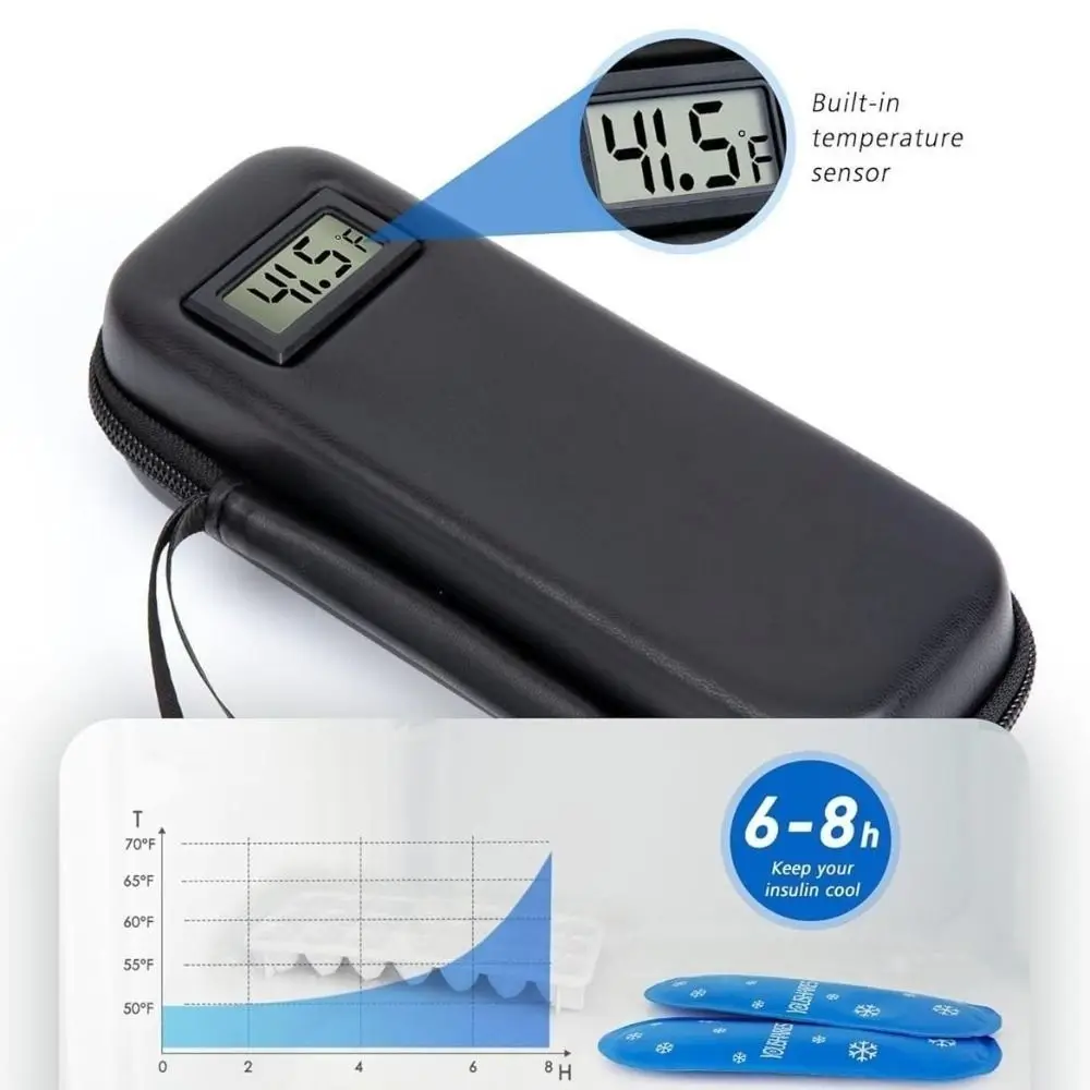 with Thermometer Display Insulin Cooler Travel Case Waterproof Thermal Insulated Refrigerated Medicine Organizer Bag Waterproof