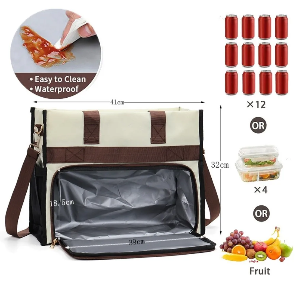 New Multifunctional Insulated Lunch Bag Thermal Oxford Fabric Work Tote Bag Shoulder Strap Leak-Proof Cooler Lunch Box Travel