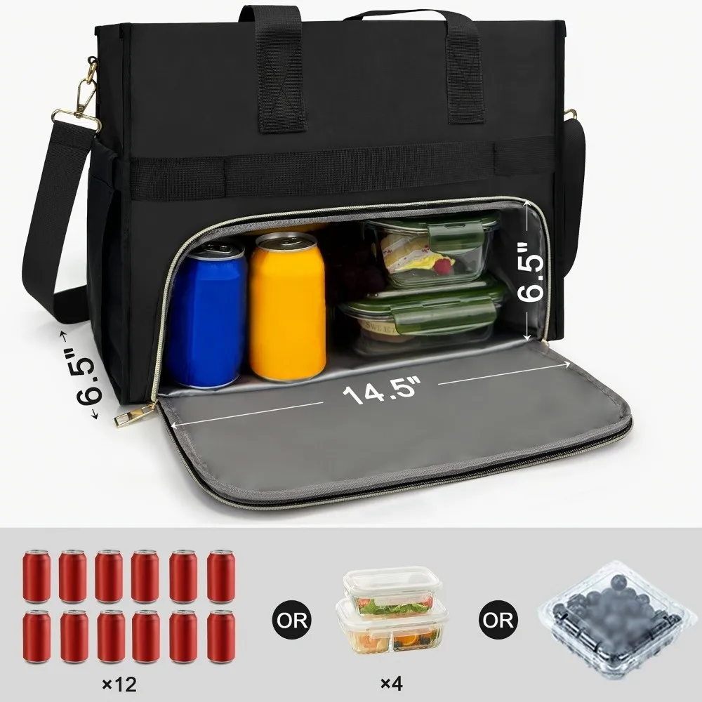 New Multifunctional Insulated Lunch Bag Thermal Oxford Fabric Work Tote Bag Shoulder Strap Leak-Proof Cooler Lunch Box Travel
