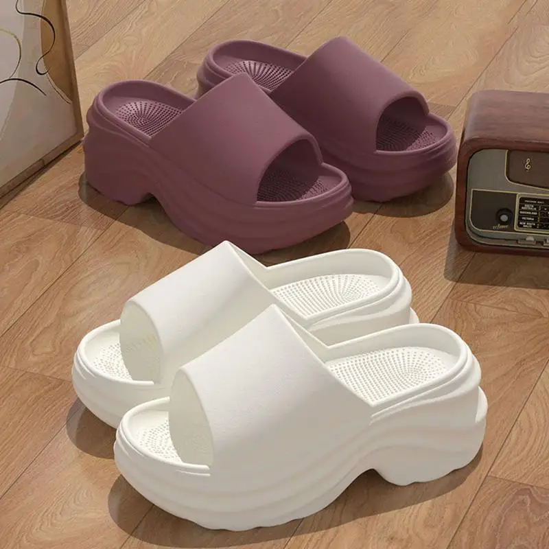 Comfort Thick Bottom Non Slip Beach Slippers Women Summer 2026 Soft EVA Platform Wedge Heel Sandals Woman Height Increase Shoes